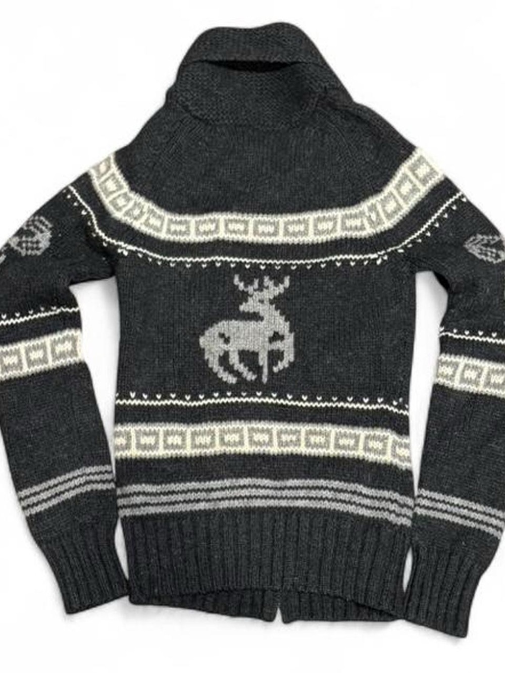 Y2K Tna Aztec Mockneck Slim Fit Zip Up Knit Sweater - Picture 2 of 4